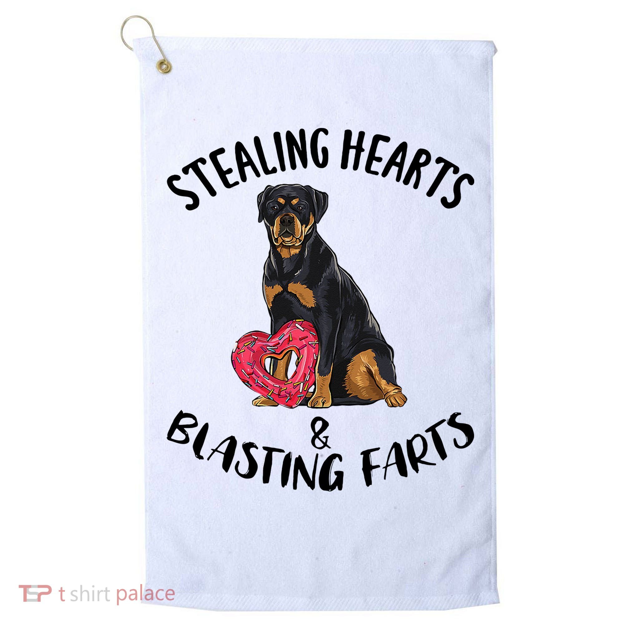 Stealing Hearts Blasting Farts Rottweiler Valentines Day Golf Towel