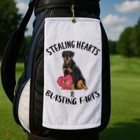 Stealing Hearts Blasting Farts Rottweiler Valentines Day Golf Towel thumb 2