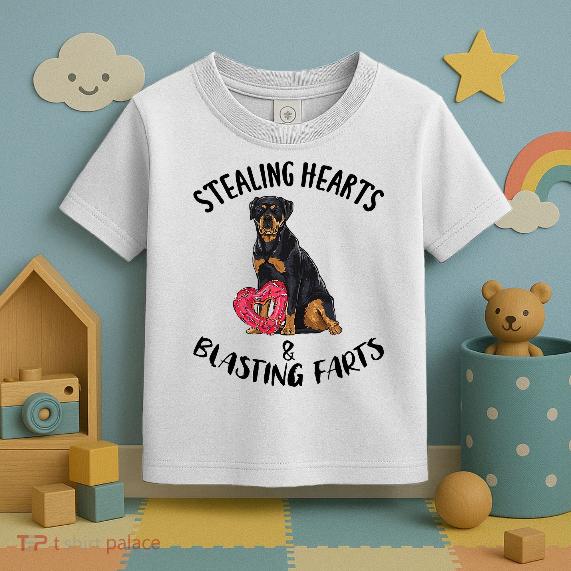 Stealing Hearts Blasting Farts Rottweiler Valentines Day Toddler T-Shirt