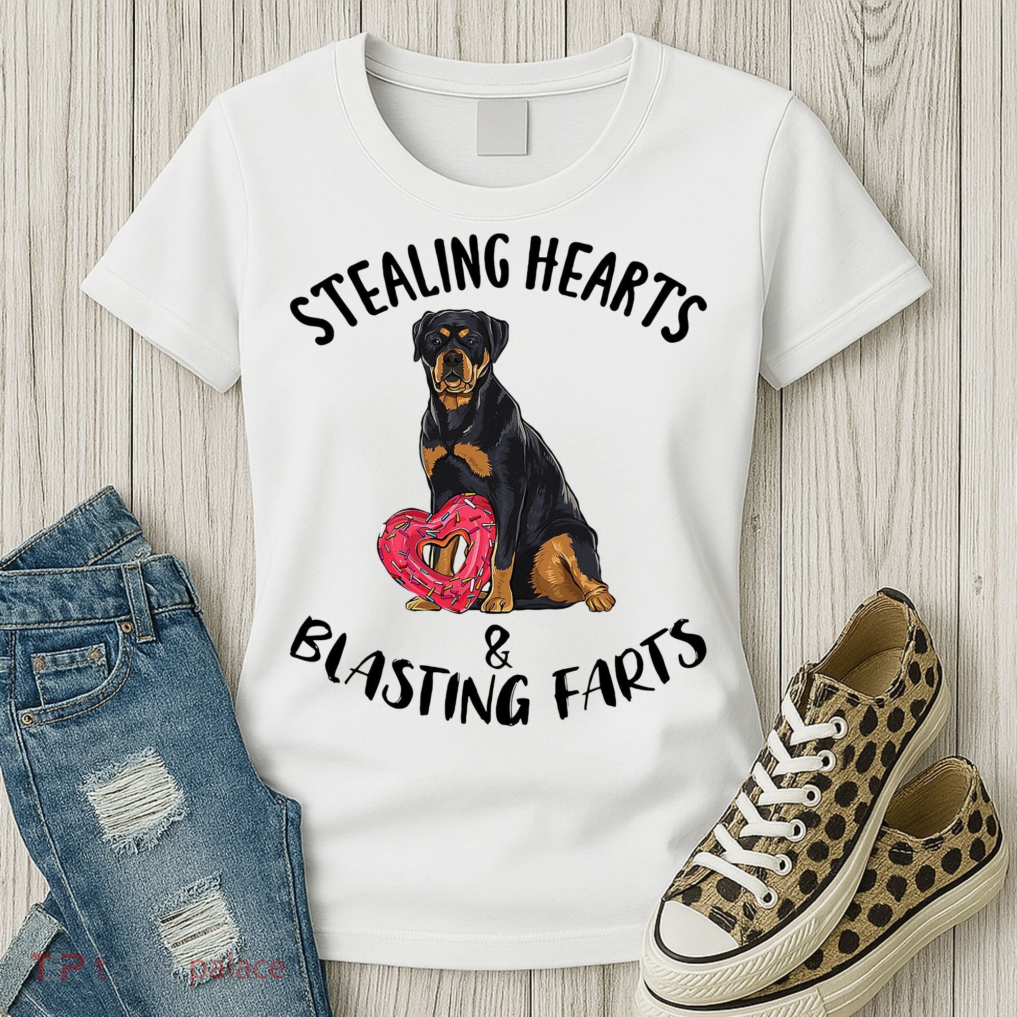 Stealing Hearts Blasting Farts Rottweiler Valentines Day Women's T-Shirt