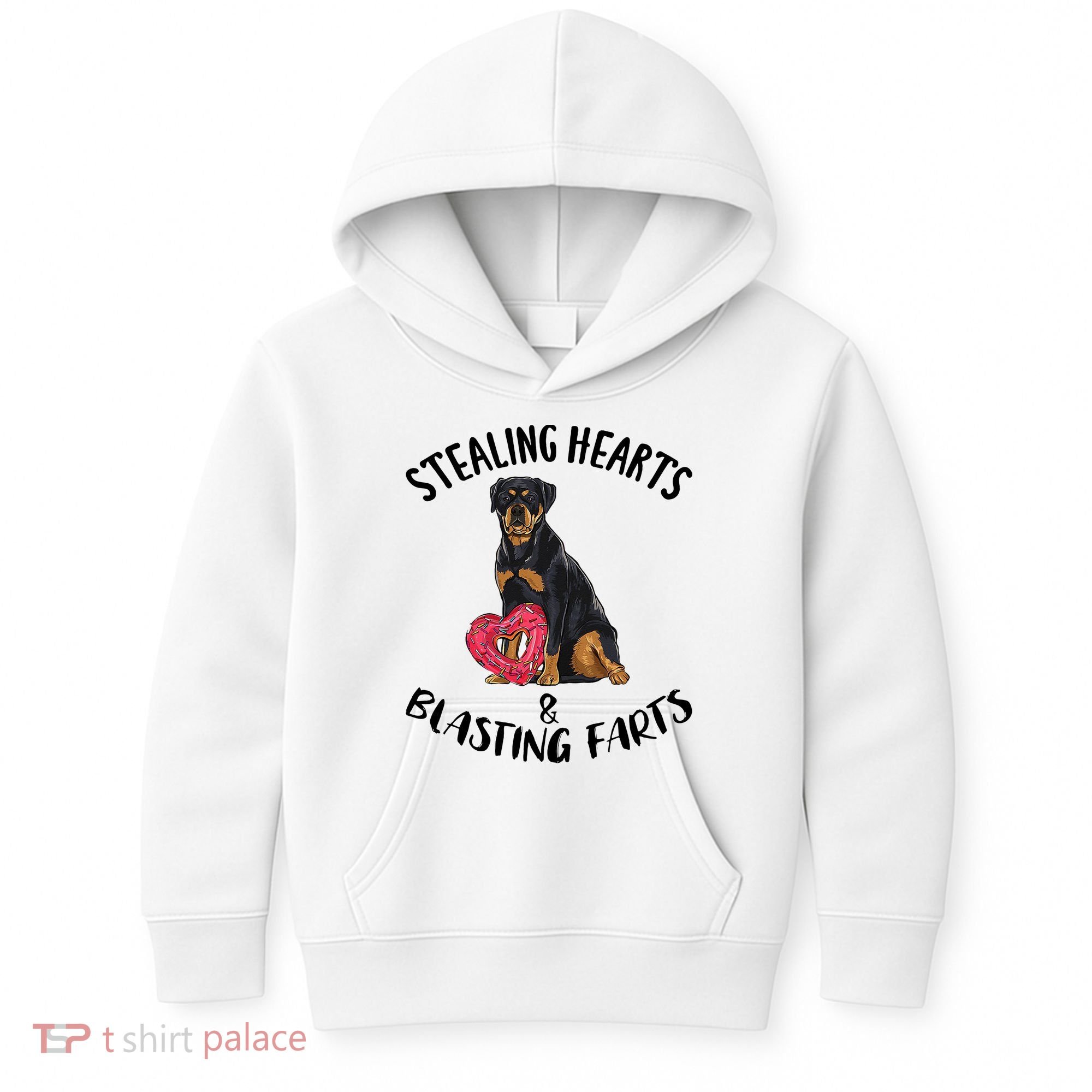 Stealing Hearts Blasting Farts Rottweiler Valentines Day Kids Hoodie