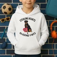 Stealing Hearts Blasting Farts Rottweiler Valentines Day Kids Hoodie thumb 2