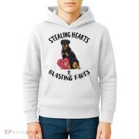 Stealing Hearts Blasting Farts Rottweiler Valentines Day Kids Hoodie thumb 4