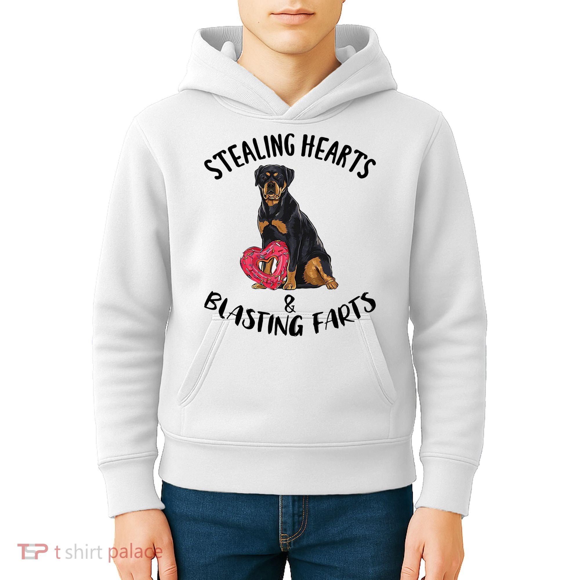 Stealing Hearts Blasting Farts Rottweiler Valentines Day Kids Hoodie