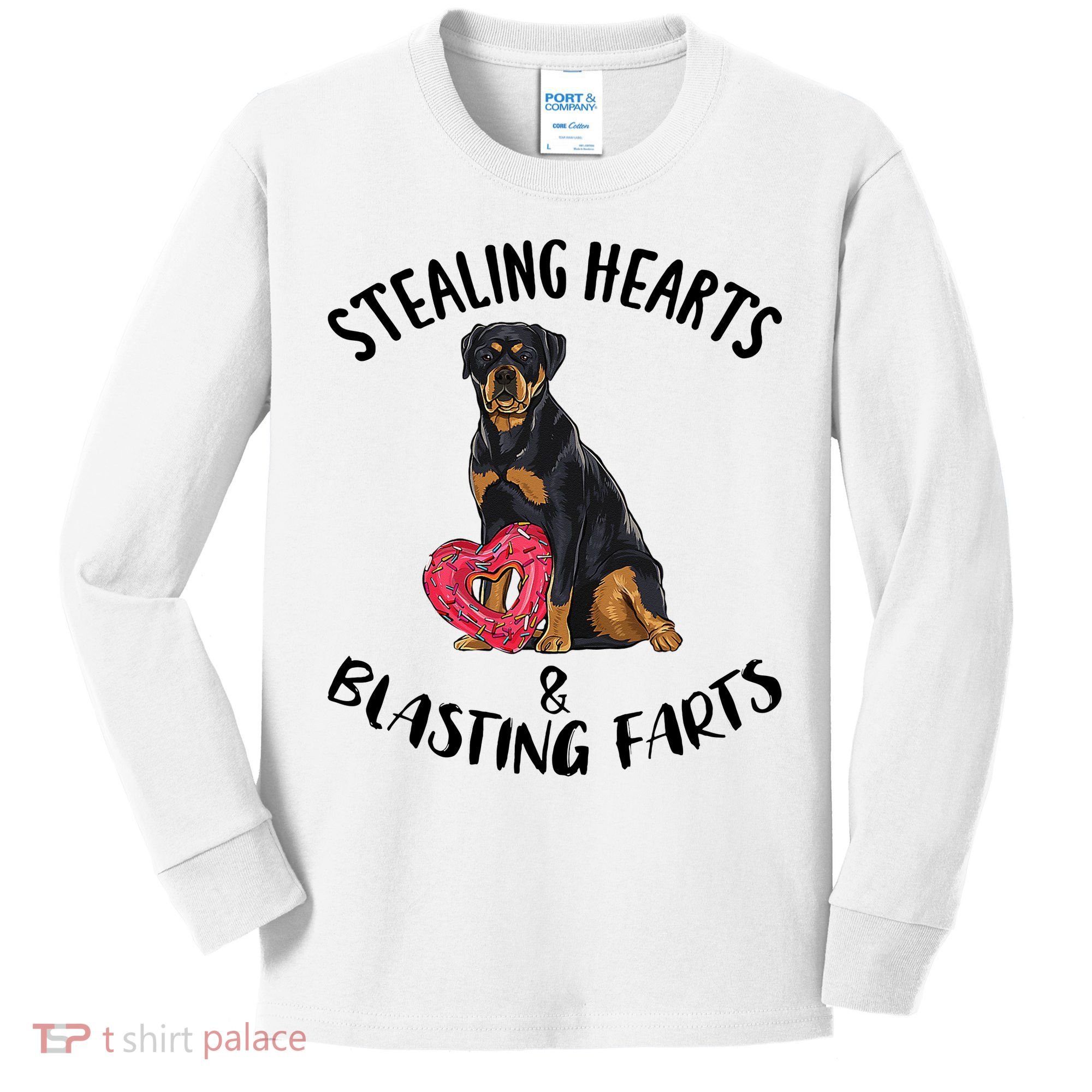 Stealing Hearts Blasting Farts Rottweiler Valentines Day Kids Long Sleeve Shirt