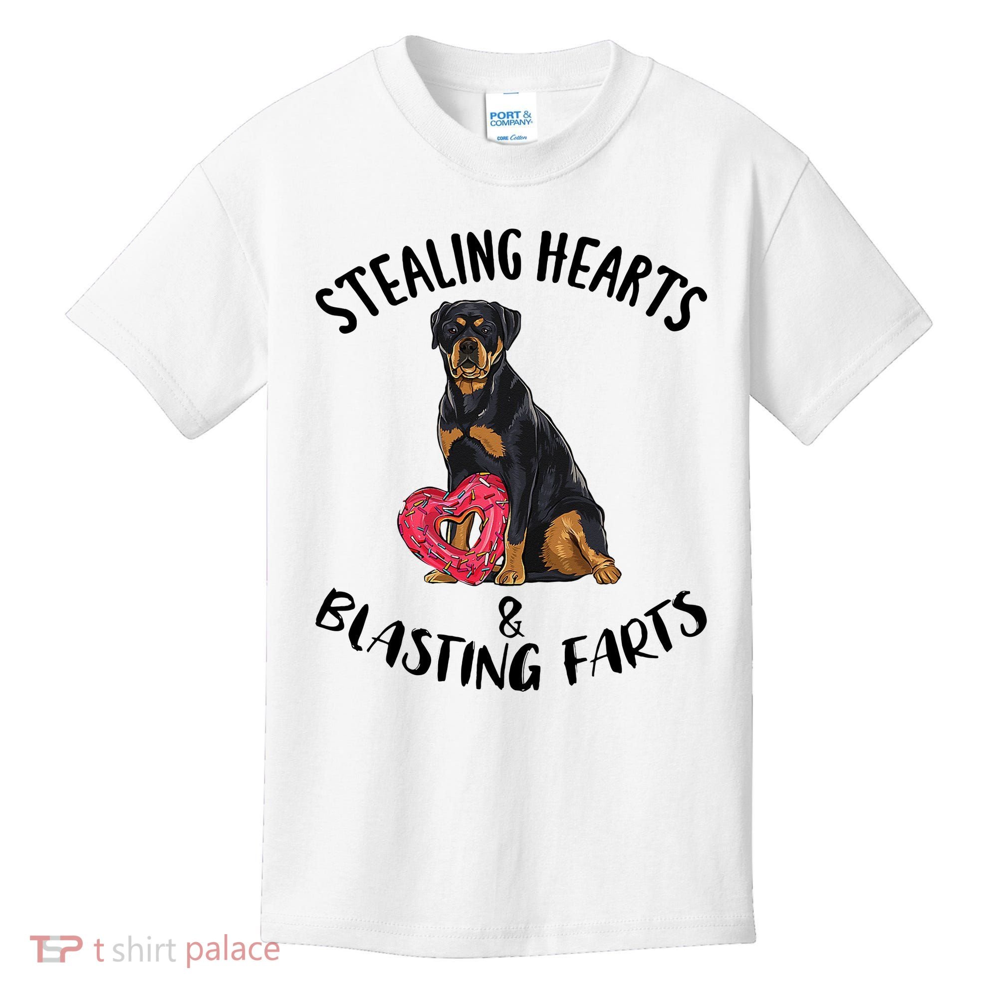 Stealing Hearts Blasting Farts Rottweiler Valentines Day Kids T-Shirt