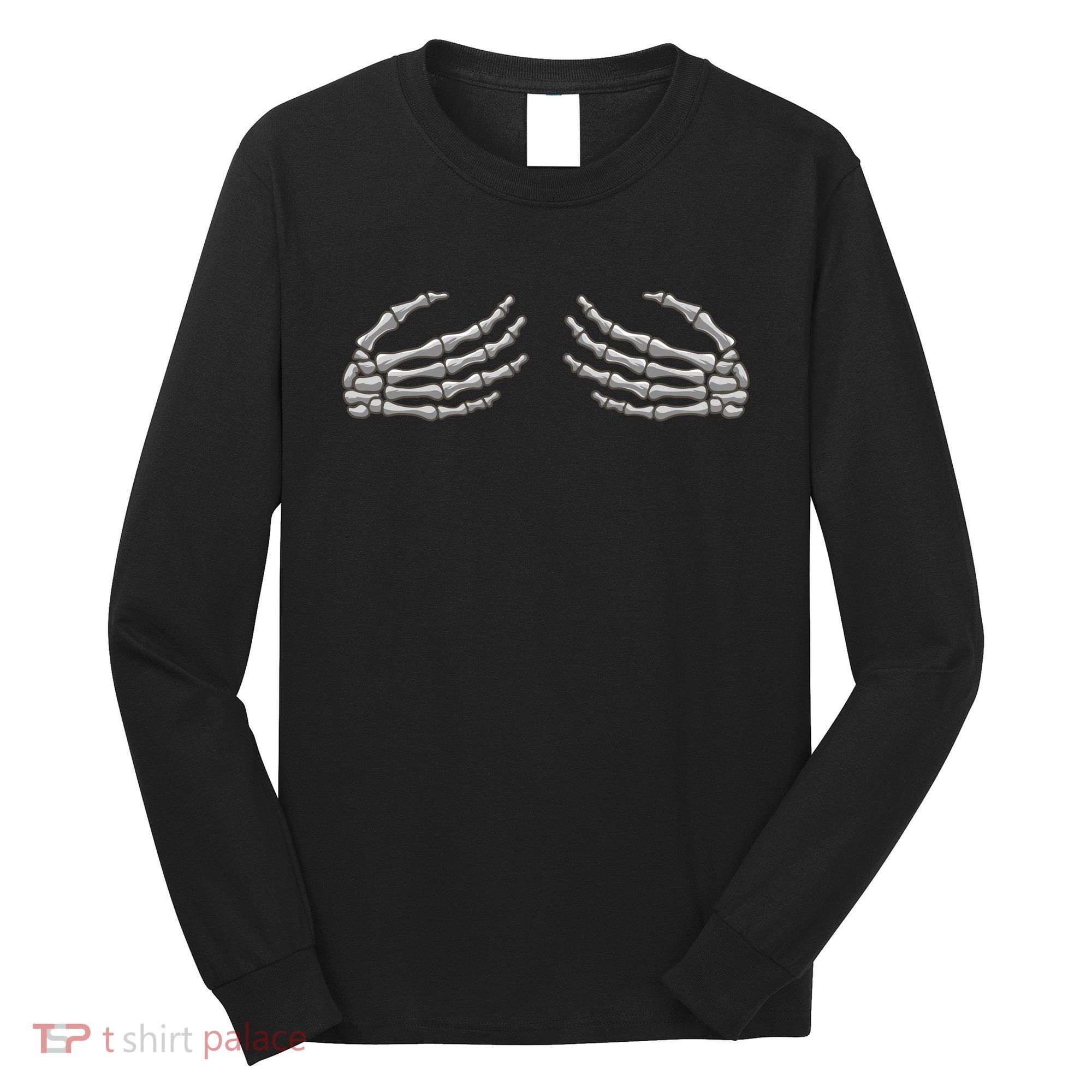 Skeleton Hands Breast Halloween Long Sleeve Shirt