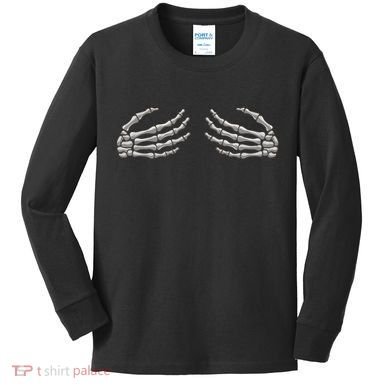 Skeleton Hands Breast Halloween Kids Long Sleeve Shirt