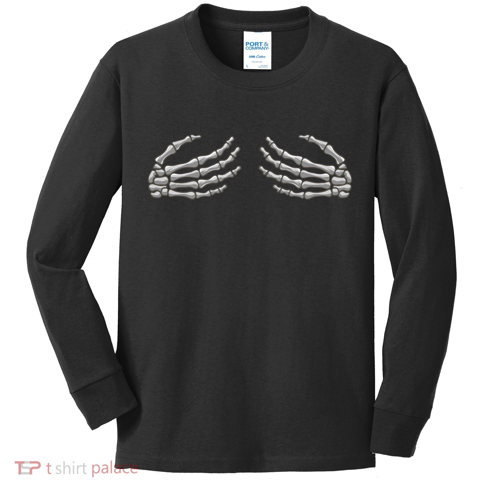 Skeleton Hands Breast Halloween Kids Long Sleeve Shirt