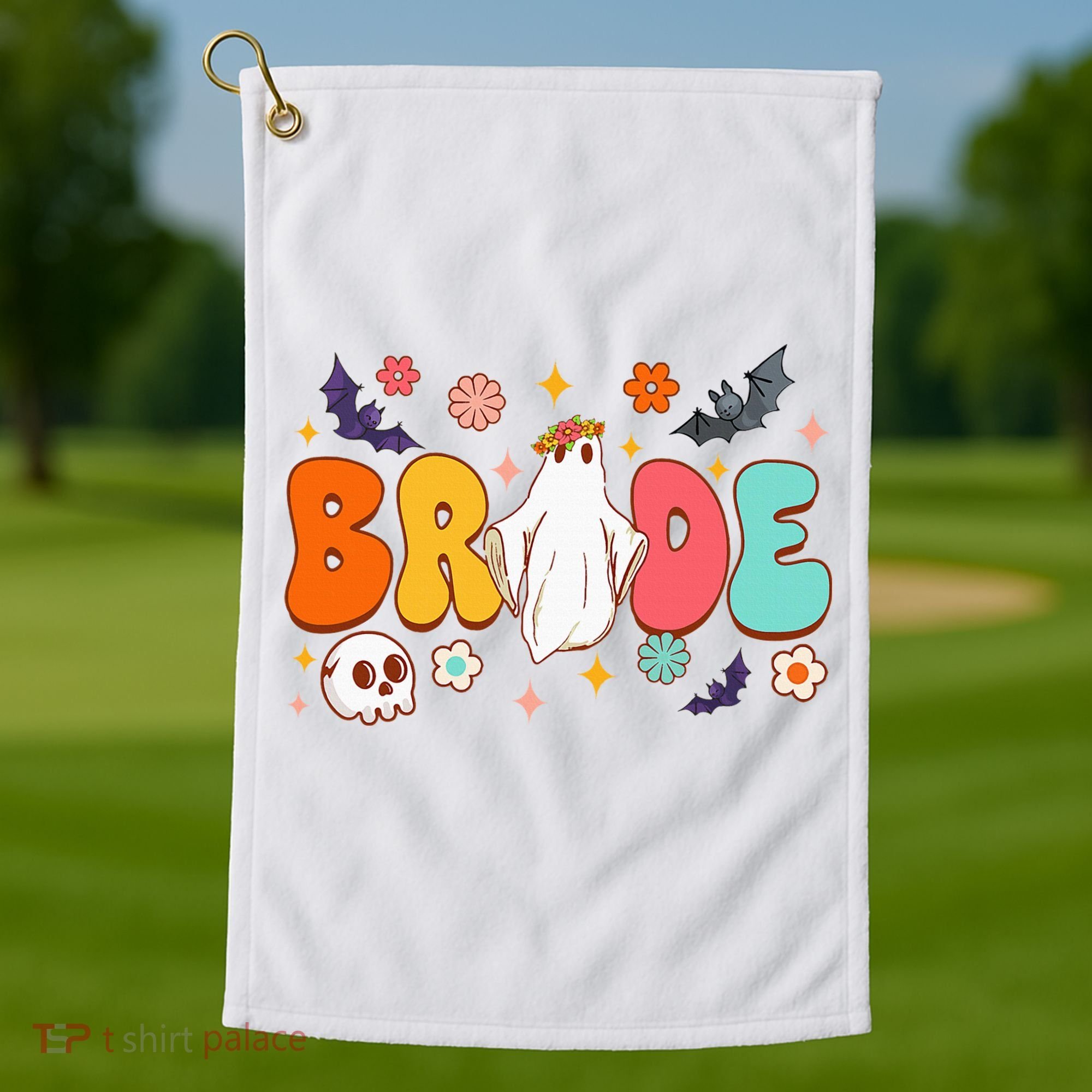 Spooky Halloween Bride To Be Bachelorette Party Matching Golf Towel