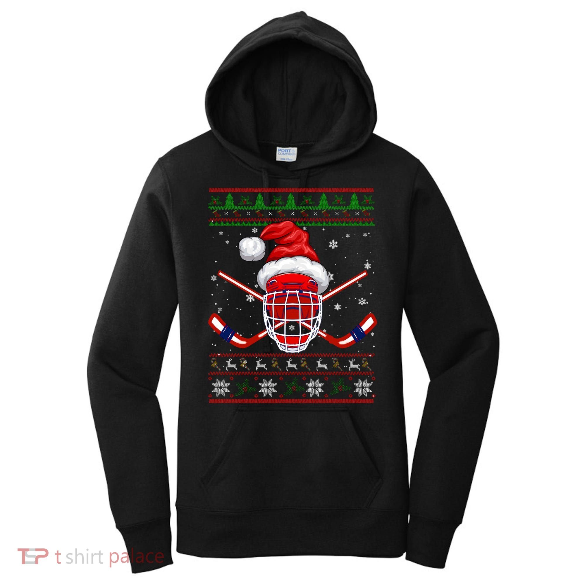 Santa Hockey Christmas Sweater Santa Hockey Player Meaningful Gift Women's Hoodie