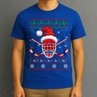 Santa Hockey Christmas Sweater Santa Hockey Player Meaningful Gift T-Shirt thumb 3