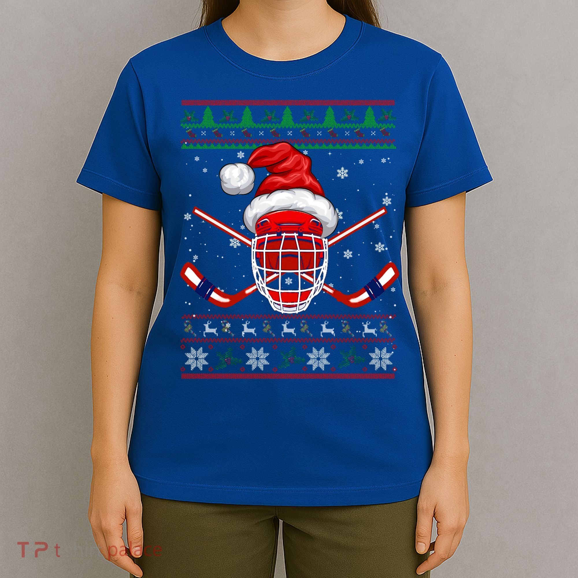 Santa Hockey Christmas Sweater Santa Hockey Player Meaningful Gift T-Shirt
