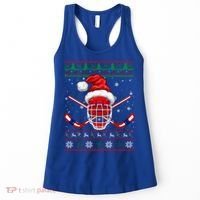 Santa Hockey Christmas Sweater Santa Hockey Player Meaningful Gift Women's Tank Top thumb 0