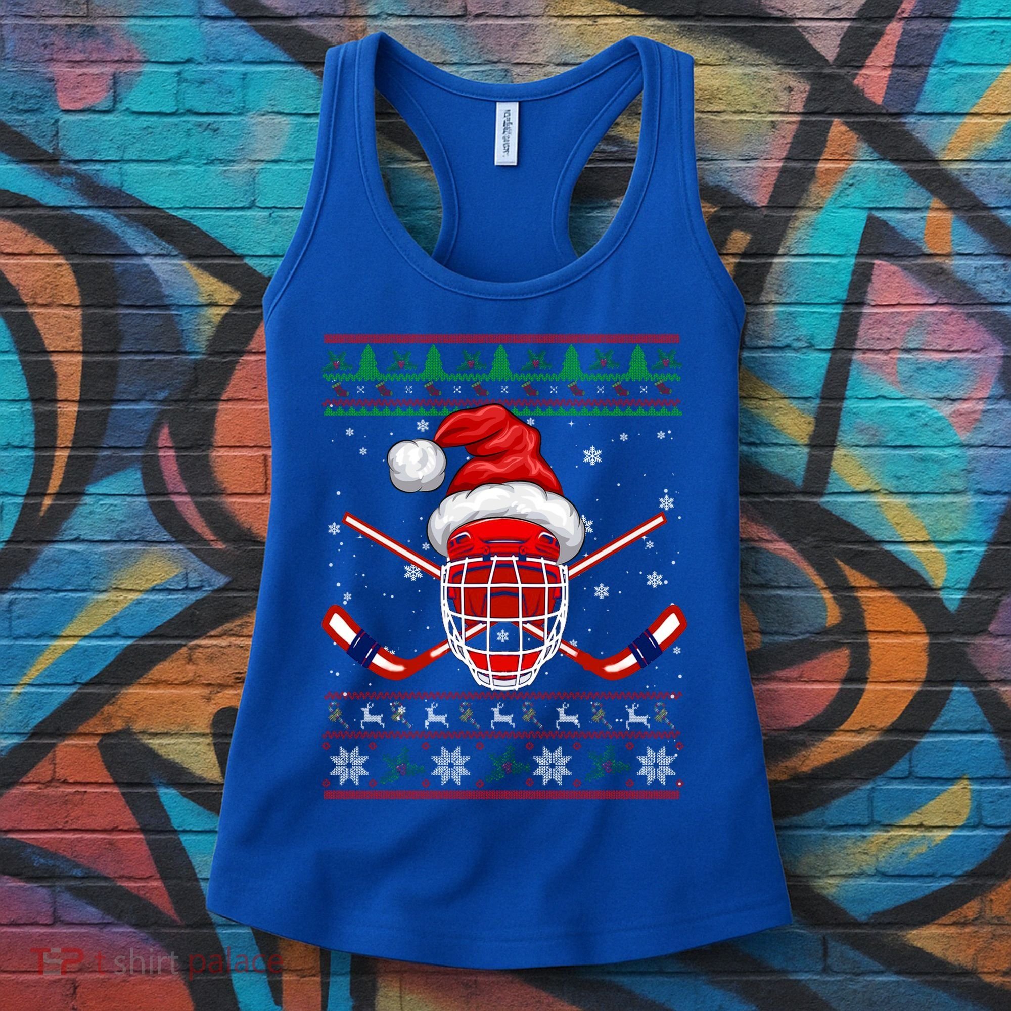 Santa Hockey Christmas Sweater Santa Hockey Player Meaningful Gift Women's Tank Top