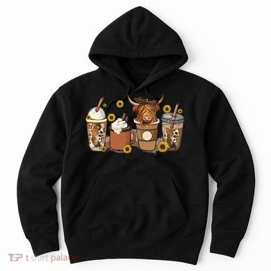 Scottish Highland Cow Sunflower Fall Vibes Coffee Lover Hoodie