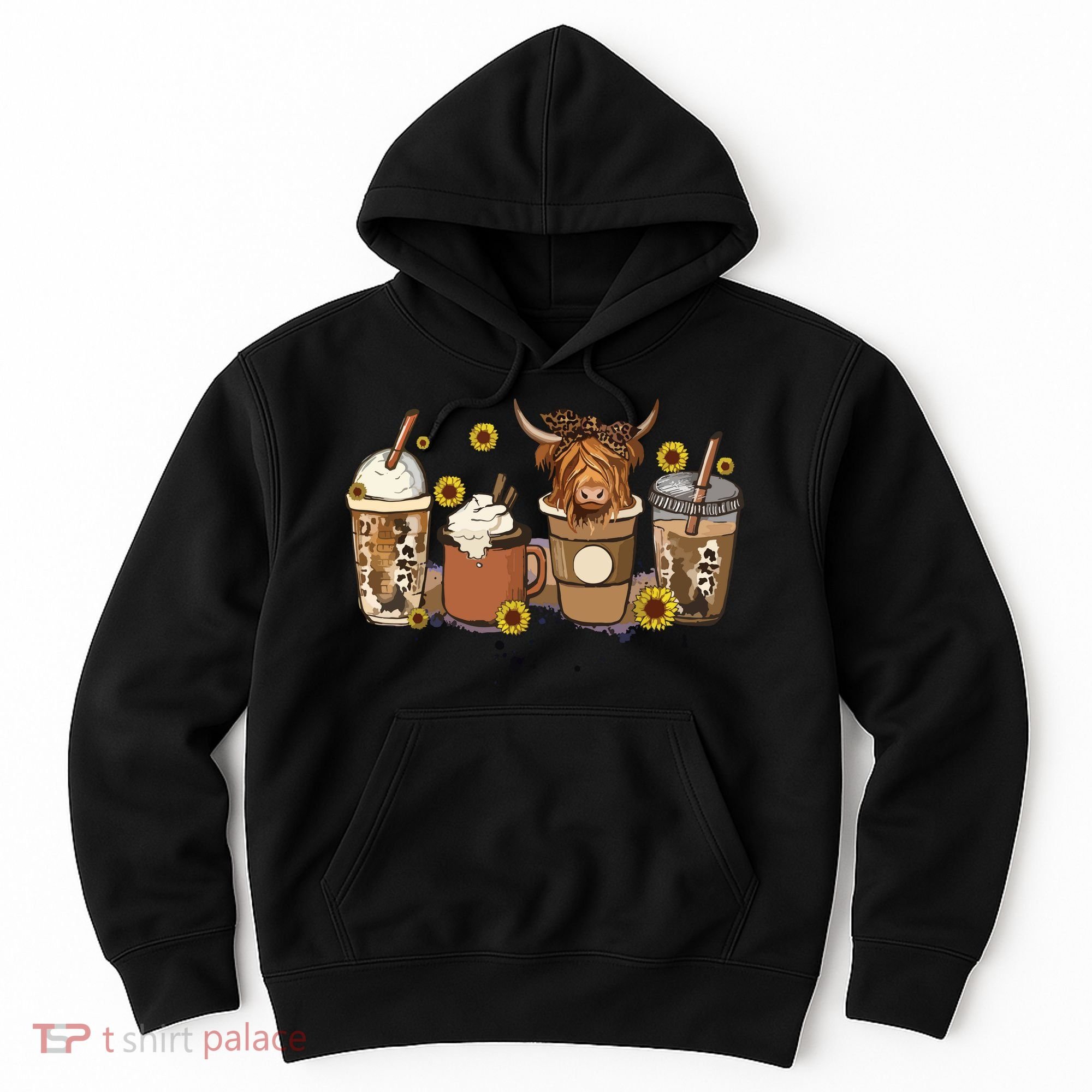 Scottish Highland Cow Sunflower Fall Vibes Coffee Lover Hoodie