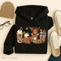 Scottish Highland Cow Sunflower Fall Vibes Coffee Lover Hoodie thumb 4