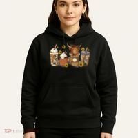 Scottish Highland Cow Sunflower Fall Vibes Coffee Lover Hoodie thumb 5
