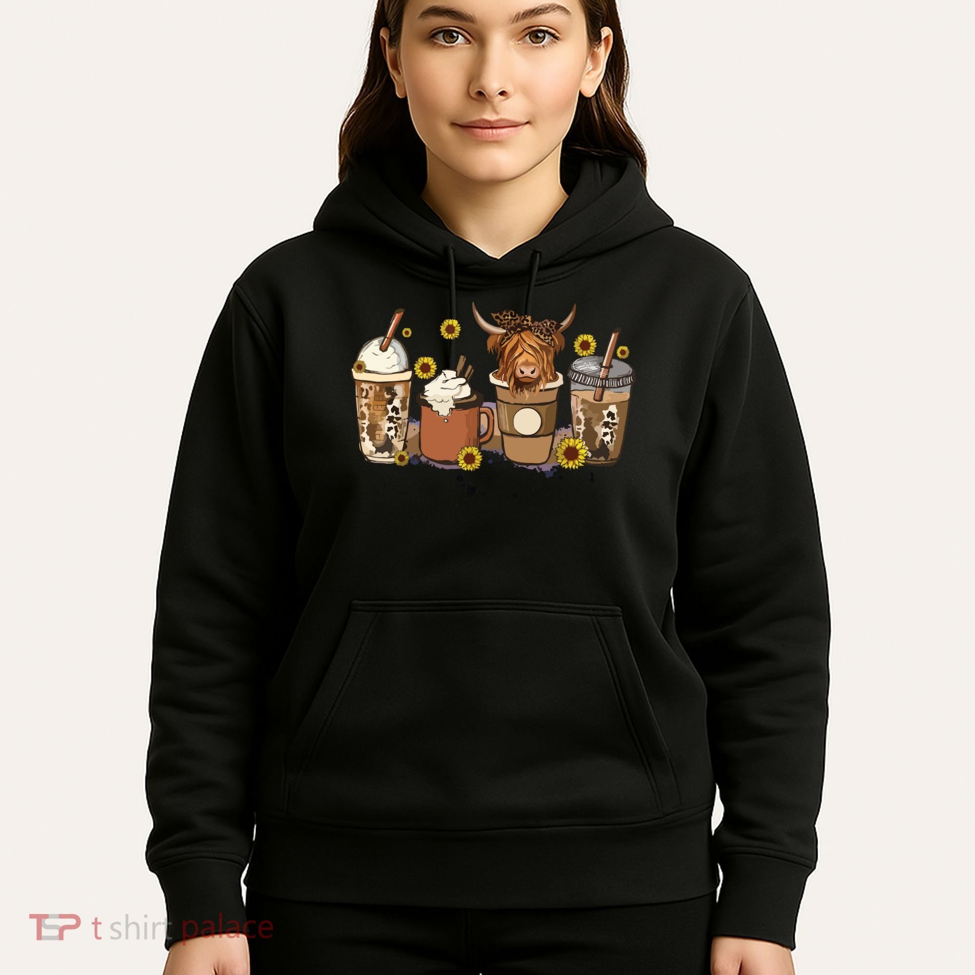 Scottish Highland Cow Sunflower Fall Vibes Coffee Lover Hoodie