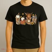 Scottish Highland Cow Sunflower Fall Vibes Coffee Lover T-Shirt thumb 3