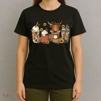 Scottish Highland Cow Sunflower Fall Vibes Coffee Lover T-Shirt thumb 4