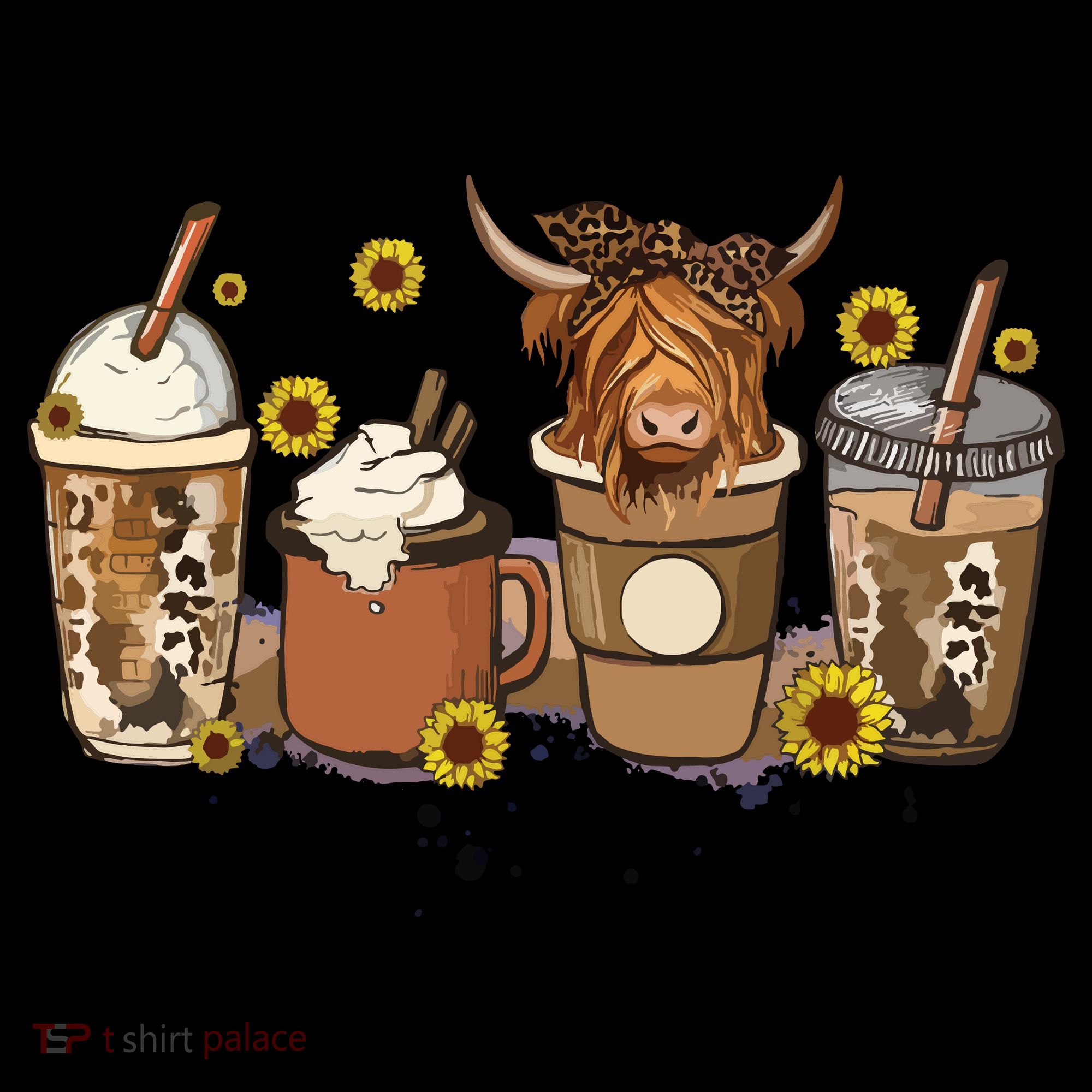 Scottish Highland Cow Sunflower Fall Vibes Coffee Lover Women's Hoodie