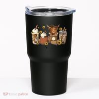 Scottish Highland Cow Sunflower Fall Vibes Coffee Lover Tumbler thumb 0