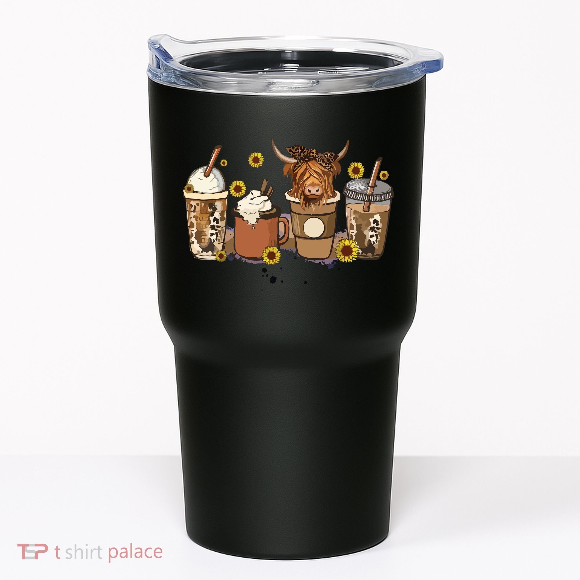 Scottish Highland Cow Sunflower Fall Vibes Coffee Lover Tumbler