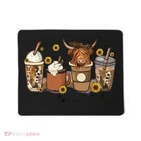 Scottish Highland Cow Sunflower Fall Vibes Coffee Lover Mousepad thumb 0