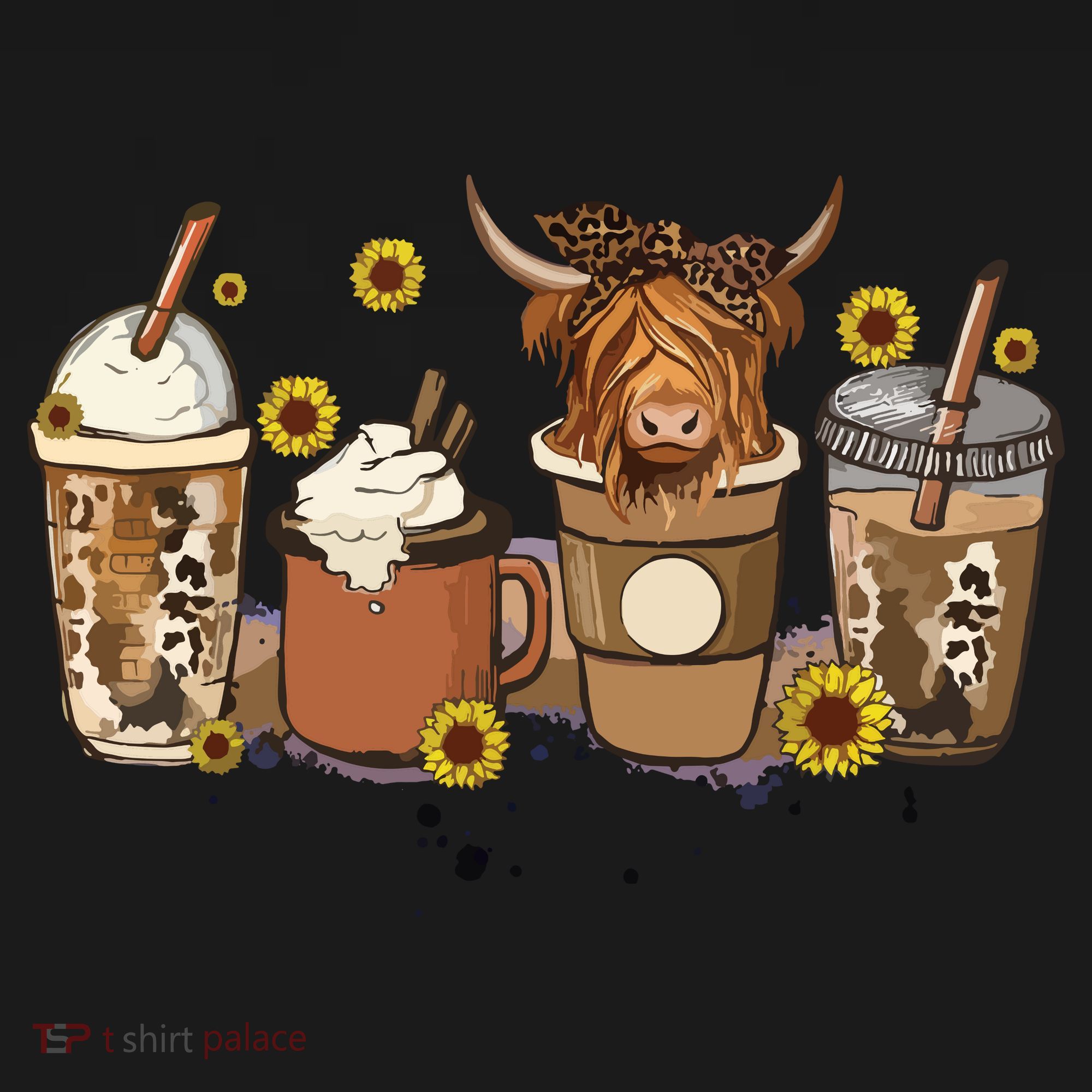 Scottish Highland Cow Sunflower Fall Vibes Coffee Lover Mousepad
