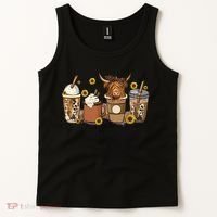 Scottish Highland Cow Sunflower Fall Vibes Coffee Lover Tank Top thumb 2