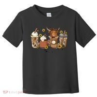 Scottish Highland Cow Sunflower Fall Vibes Coffee Lover Toddler T-Shirt thumb 0