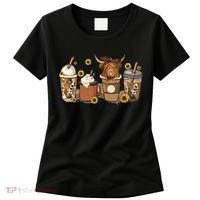 Scottish Highland Cow Sunflower Fall Vibes Coffee Lover Women's T-Shirt thumb 0
