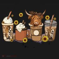 Scottish Highland Cow Sunflower Fall Vibes Coffee Lover Kids Sweatshirt thumb 2