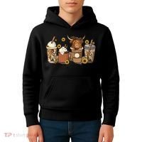 Scottish Highland Cow Sunflower Fall Vibes Coffee Lover Kids Hoodie thumb 4