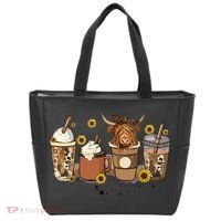 Scottish Highland Cow Sunflower Fall Vibes Coffee Lover Tote Bag thumb 0
