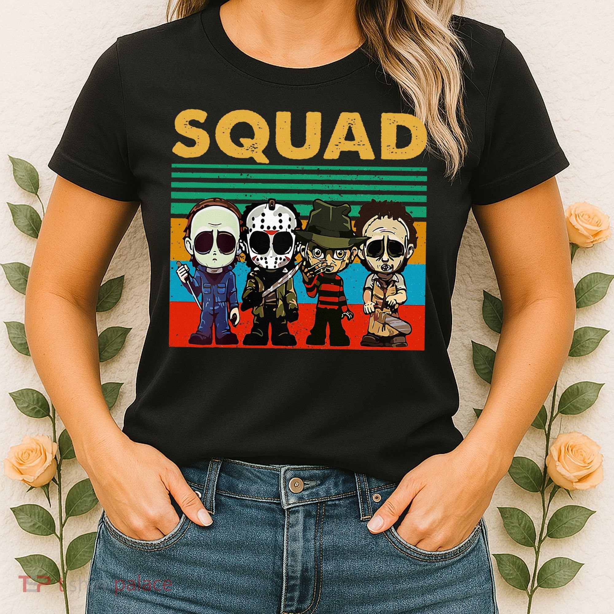 Squad Horror Character Horror Movies Fan Lover Halloween Women's T-Shirt