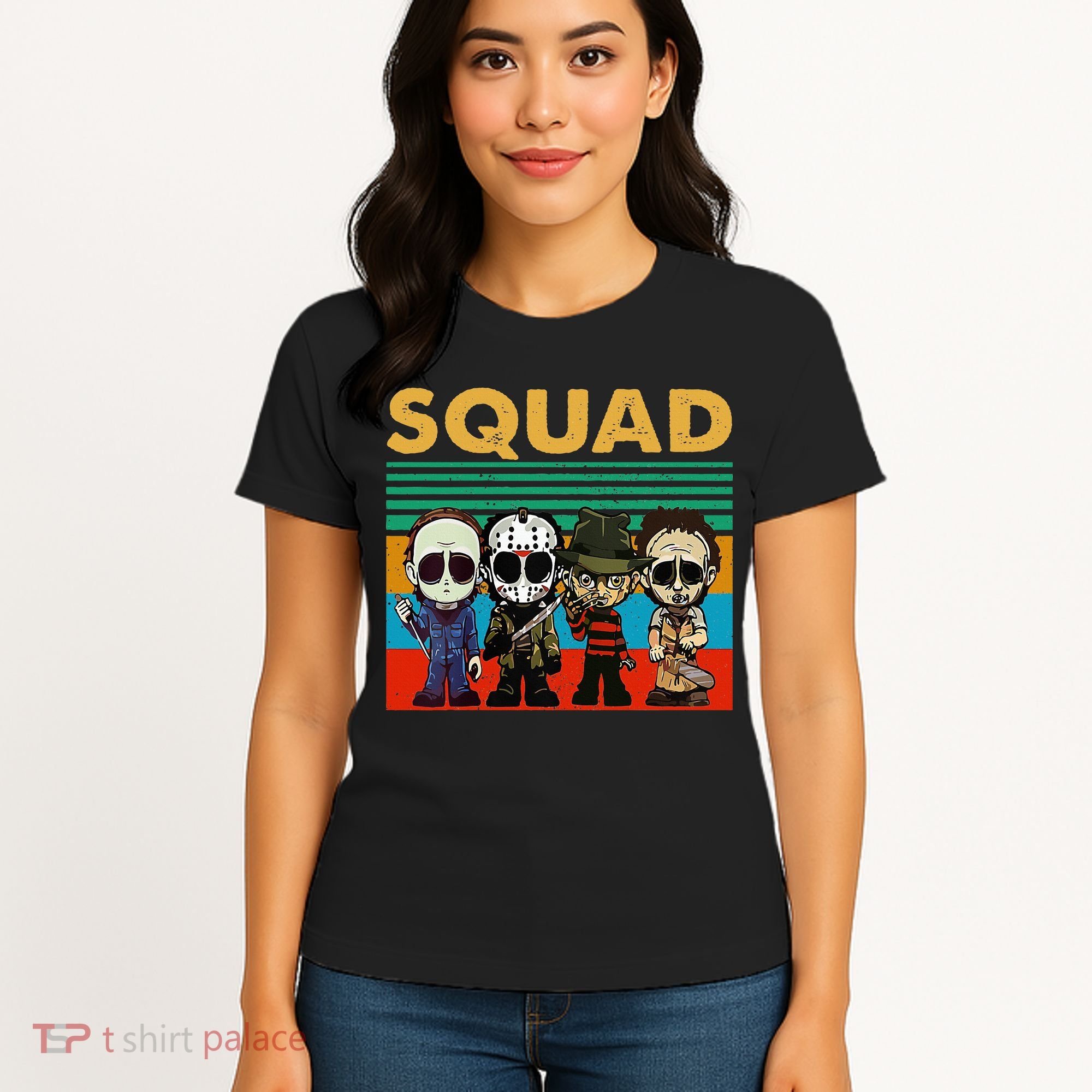 Squad Horror Character Horror Movies Fan Lover Halloween Women's T-Shirt