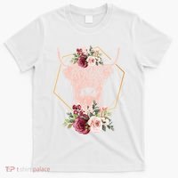 Scottish Highland Cow Cattle Hairy Cow Flowers Woman (1) T-Shirt thumb 0