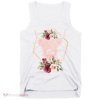 Scottish Highland Cow Cattle Hairy Cow Flowers Woman (1) Tank Top thumb 0