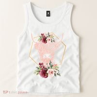Scottish Highland Cow Cattle Hairy Cow Flowers Woman (1) Tank Top thumb 2