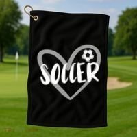 Soccer Heart Cool Gift Golf Towel thumb 1