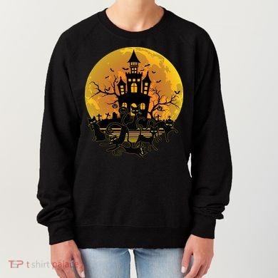Spooky Halloween Castle Black Cats Women's Sweatshirt