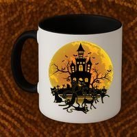 Spooky Halloween Castle Black Cats Coffee Mug thumb 2