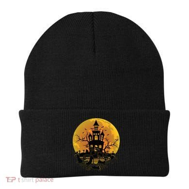 Spooky Halloween Castle Black Cats Beanie