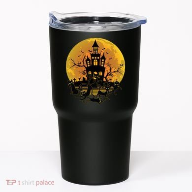 Spooky Halloween Castle Black Cats Tumbler