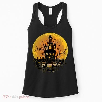 Spooky Halloween Castle Black Cats Women's Tank Top