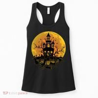 Spooky Halloween Castle Black Cats Women's Tank Top thumb 0
