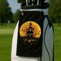 Spooky Halloween Castle Black Cats Golf Towel thumb 2